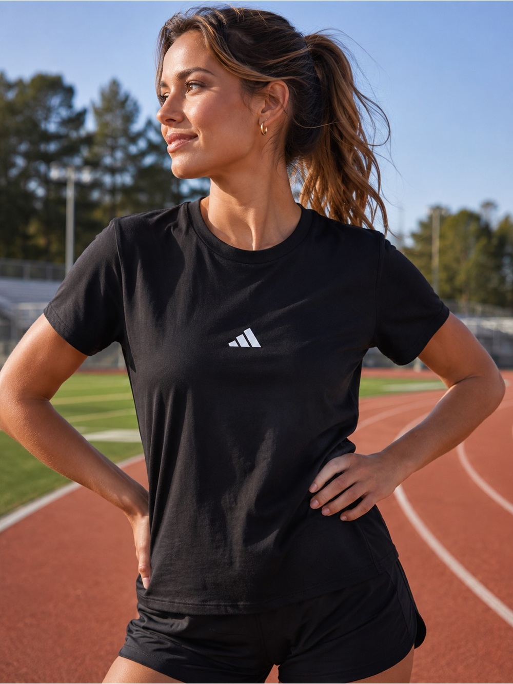 3X Plus Size adidas Black Cotton Tee Crew Neck New With Tags